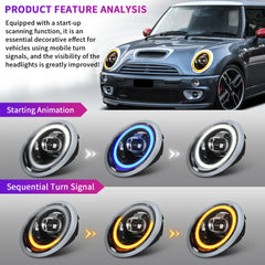 Gen 1 Mini LED Projector Headlights for MINI R50 R52 R53 (2001-2007) Cooper S JCW