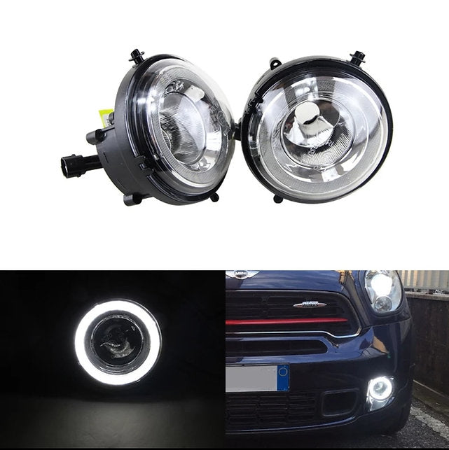 Gen 2 Mini FOG LIGHTS - LED DRL HALO RING FOG LIGHTS - MINI DAYTIME RUNNING LIGHT LAMP FOR R55 R56 R57 R58 R59 R60 R61