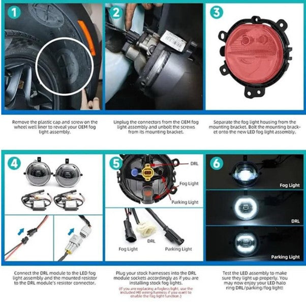 Gen 3 Mini FOG LIGHT - Mini DRL Daytime Running Lights LED Halo Fog Lights - Models F55 F56 F57